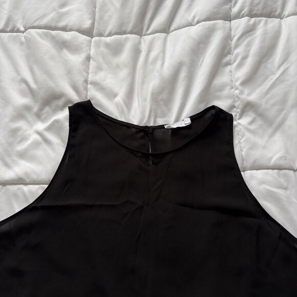 Lush Womens Blouse Sleeveless Black High Neck Layered Lightweight - Picture 2 of 8